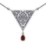 Celtic Knotwork Bird Silver Necklace With Gemstone TN053 - Jewelry