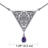 Celtic Knotwork Bird Silver Necklace With Gemstone TN053 - Jewelry