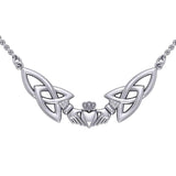 I give you my lasting love ~ Celtic Knotwork Claddagh Sterling Silver Necklace TN093