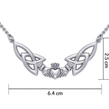 I give you my lasting love ~ Celtic Knotwork Claddagh Sterling Silver Necklace TN093 - Jewelry