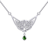 Celtic Knotwork Silver Necklace with Gemstone TN256 - Jewelry