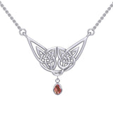 Celtic Knotwork Silver Necklace with Gemstone TN256 - Jewelry
