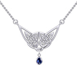 Celtic Knotwork Silver Necklace with Gemstone TN256 - Jewelry