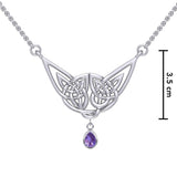 Celtic Knotwork Silver Necklace with Gemstone TN256 - Jewelry