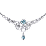 Celtic Knotwork Silver Necklace with Dangling Gemstone TN259