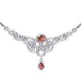 Celtic Knotwork Silver Necklace with Dangling Gemstone TN259