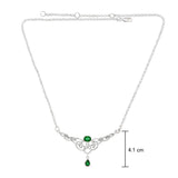 Celtic Knotwork Silver Necklace with Dangling Gemstone TN259