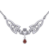 A love in full extent ~ Celtic Knotwork Claddagh Sterling Silver Necklace Jewelry with Gemstone TN260 - Jewelry