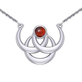 Triple Blue Moon Silver Necklace with Gemstone TN263 - Jewelry