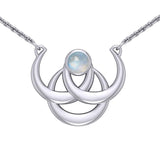 Triple Blue Moon Silver Necklace with Gemstone TN263