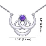 Triple Blue Moon Silver Necklace with Gemstone TN263 - Jewelry