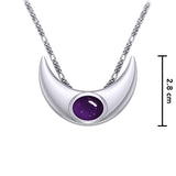 An elegant reminder of Crescent Moonโ€s power ~ Sterling Silver Necklace with Gemstone TN264