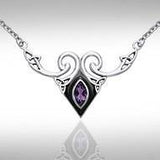 A gift of the world Silver Celtic Triquetra Necklace with Gemstone TNC159 - Jewelry