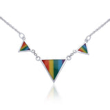 Rainbow Triangles Silver Necklace TNC034