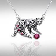 Celtic Cat Gemstone Necklace TNC042 - Jewelry