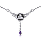 AA Recovery Heart with Celtic Sterling Silver Necklace TNC044