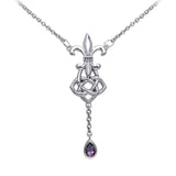 Celtic Knotwork Fleur De Lis Sterling Silver Necklace TNC045