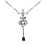 Celtic Knotwork Silver Fleur De Lis Necklace TNC045 - Jewelry