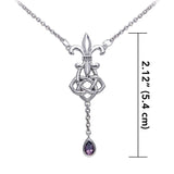 Celtic Knotwork Silver Fleur De Lis Necklace TNC045 - Jewelry