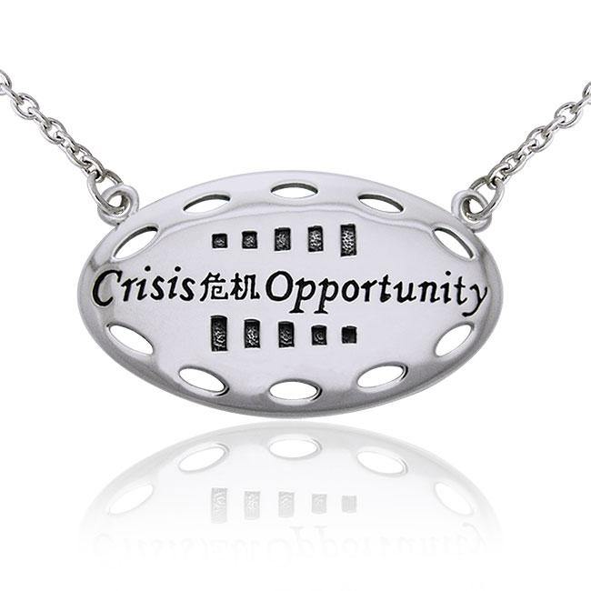 Empowering Words Crisis is Opportunity Silver Necklace TNC086 - Jewelry