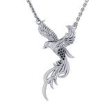 Alighting breakthrough of the Mythical Phoenix ~ Sterling Silver Jewelry Pendant with Crystal Accents TNC232