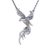 Alighting breakthrough of the Mythical Phoenix ~ Sterling Silver Jewelry Pendant with Crystal Accents TNC232 - Jewelry