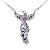 Honor Thy Flying Phoenix ~ Sterling Silver Jewelry Necklace with Gemstone TNC236