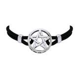 Collar de plata de ley con cordón de cuero y estrella TNC251