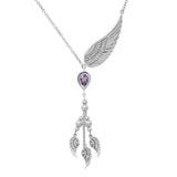 Gentle touch by the Wings of an Angel ~Sterling Silver Jewelry Necklace with Gemstone TNC422P