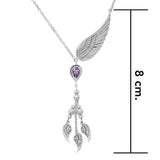 Gentle touch by the Wings of an Angel ~Sterling Silver Jewelry Necklace with Gemstone TNC422P