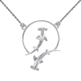Double Hammerhead Shark Sterling Silver Necklace TNC434 - Jewelry