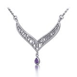 12 Zodiac Symbols Silver Necklace with Teardrop Birthstone of your choice - Jewelry