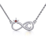 Infinity Moon and Star Silver Necklace with Gemstone TNC486 - Jewelry