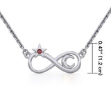 Infinity Moon and Star Silver Necklace with Gemstone TNC486 - Jewelry