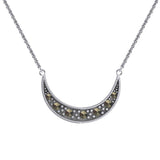 Crescent Moon Sterling Silver Necklace with Marcasite TNC530