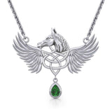 Celtic Pegasus Horse with Wing Silver Necklace TNC540 - Jewelry