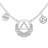 Strength AA Recovery with Celtic Silver Necklace TNC553