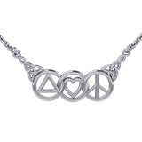 Love Peace and Recovery Silver Necklace TNC556