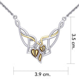 Celtic Knot Ivy Leaves Silver and Gold Accent Necklace TNV017