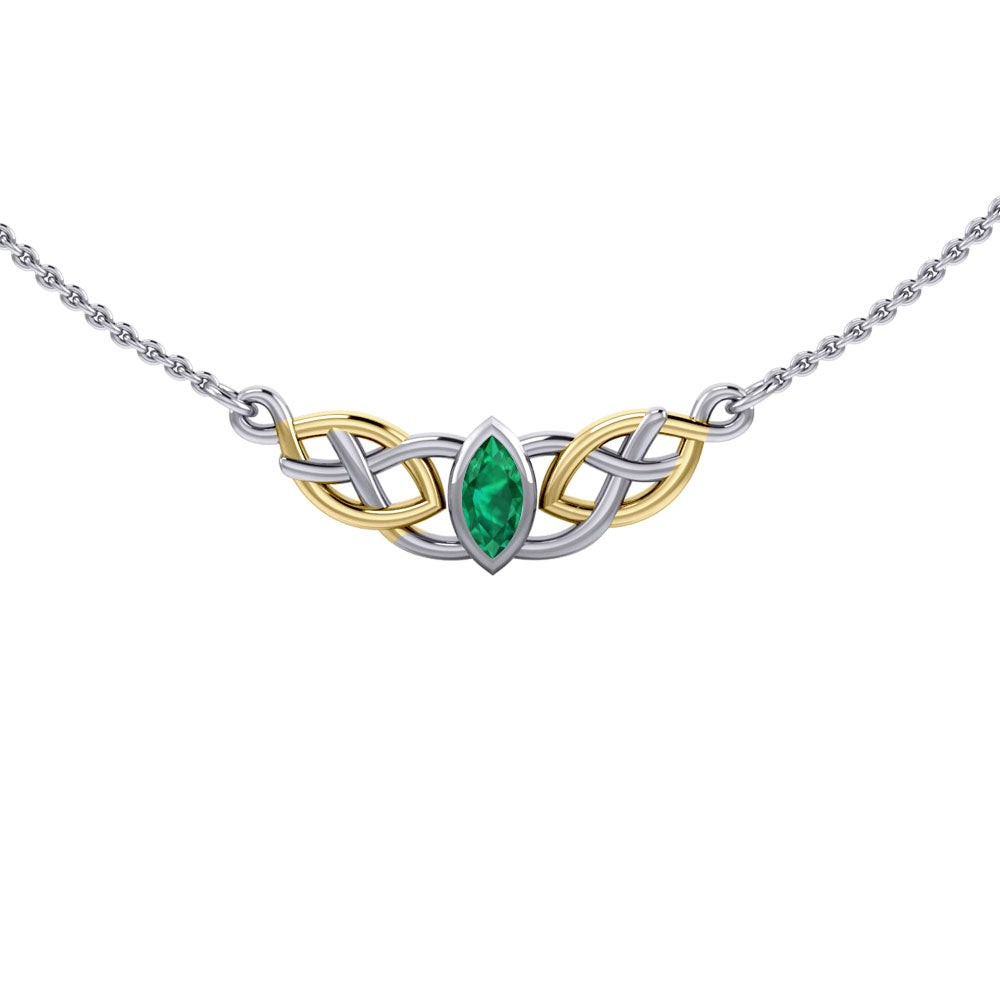 Celtic Knot Gold Accent Silver Necklace TNV116