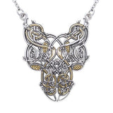 Celtic Knot Bird Silver and Gold Accent Necklace TNV294