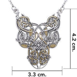 Celtic Knot Bird Silver and Gold Accent Necklace TNV294