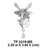 Fairy Sitting Owl with Five-Pointed Star Sterling Silver Pendant TP3319