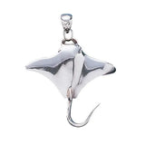Large Manta Ray & Marcasite Silver Pendant TP1011