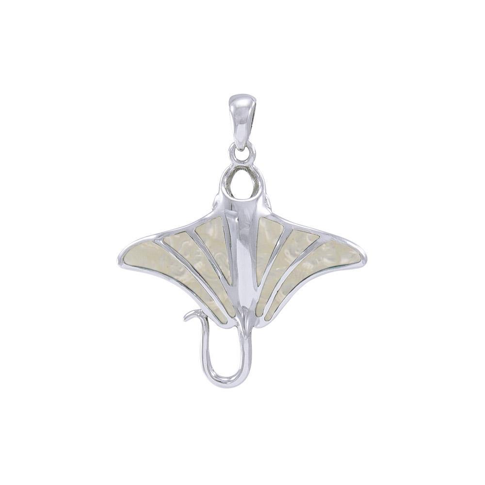 Paua Shell Manta Ray Silver Pendant TP1077 - Jewelry