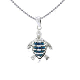 Sea turtleเนโฌยs story ~ Sterling Silver Jewelry Pendant with Inlaid Paua Shell TP1079 - Jewelry