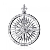 Celtic tradition in Fleur de Lis Sterling Silver Rose Compass Pendant TP1118