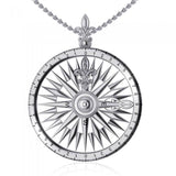 Celtic tradition in Fleur de Lis Sterling Silver Rose Compass Pendant TP1118 - Jewelry