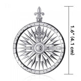 Celtic tradition in Fleur de Lis Sterling Silver Rose Compass Pendant TP1118 - Jewelry