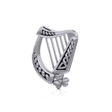 Celtic Harp Irish Shamrock Silver Pendant TP1125